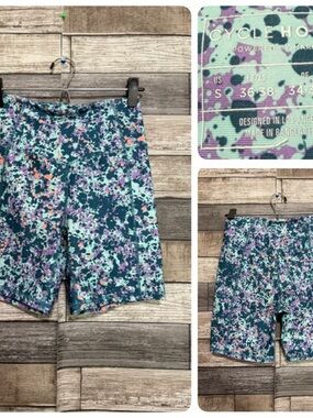 Cycle House Paint Splatter Shorts Women’s S Blue (Inseam 6.5) Stretch
